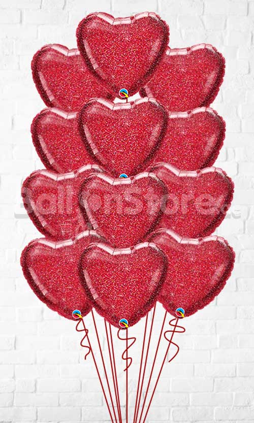 12 Valentines Glittergraphic Balloons