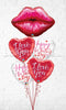 Big Red Kissy Lips Valentines Day Casual Love Script Balloon Bouquet