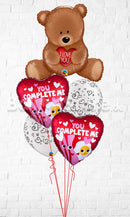 I Love You Complete Me Teddy Bear Balloon Bouquet