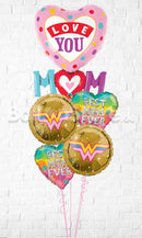 Love You WonderWoman Best M-O-M All Foil Balloon Bouquet