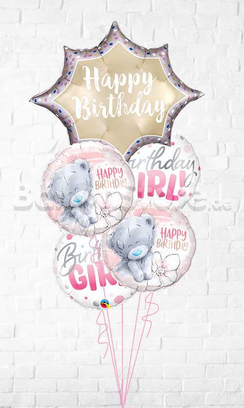 Me to You Birthday Satin Gold Burst Birthday Girl Balloon Bouquet