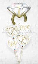 Love and Romance  Diamond Wedding Ring Balloon Bouquet
