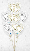 Entwined Hearts Gold and Silver Balloon Bouquet