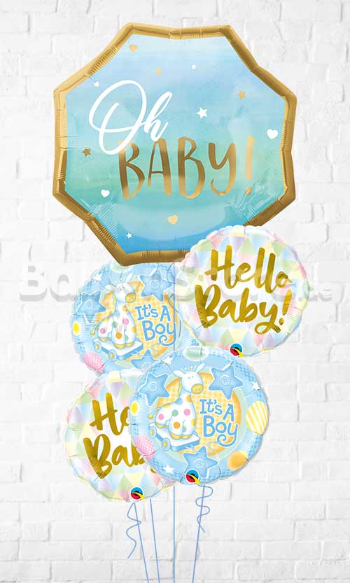 Baby Boy Blue Hello Baby Giraffe Balloon Bouquet