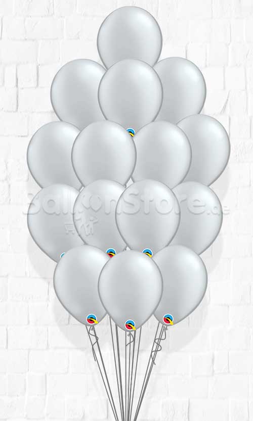 15 Metallic Silver Latex Balloon Bouquet