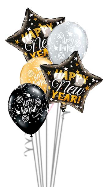 New Year Swirling Star Balloon Bouquet