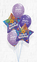 Birthday Star Purple Sparkle Balloon Bouquet