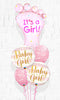 It's A Girl Foot Pink Stripe Balloon Bouquet