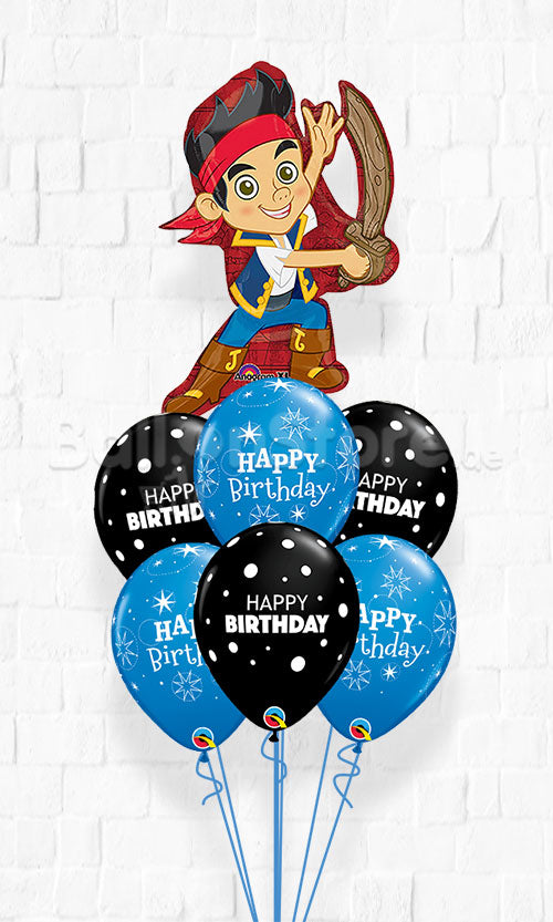 Jack the Pirate Sparkle Big Polka Birthday Balloon Bouquet