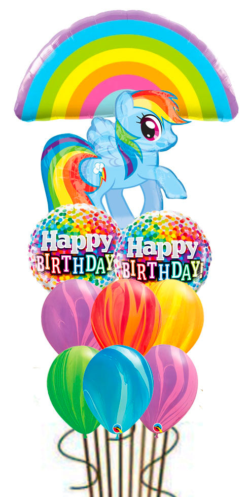 My Lil' Pony Rainbow Dash Confetti Birthday Agate Balloon Bouquet
