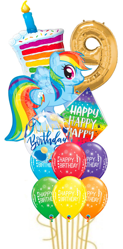 Any Number My Lil' Pony Rainbow Dash Colorful Birthday Big Balloon Bouquet