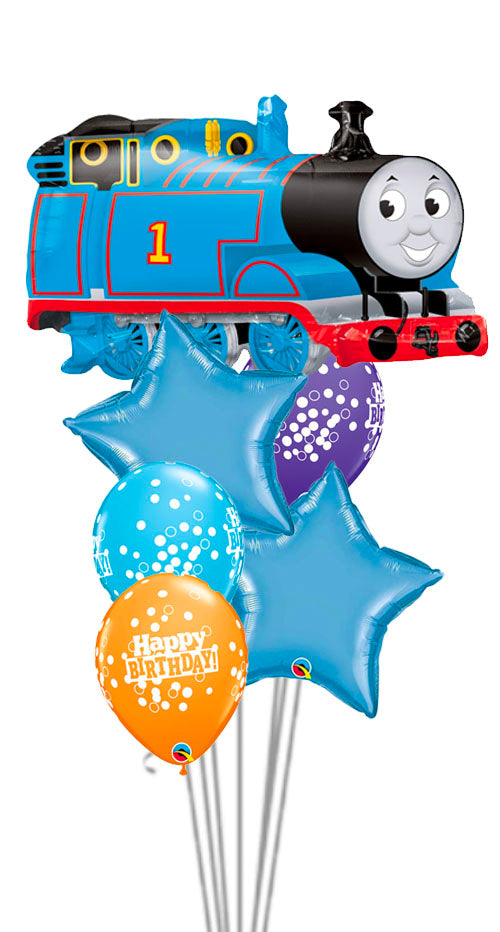 Thomas the Tank Birthday Confetti Dots Balloon Bouquet