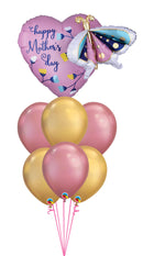 Mother's Day Butterfly & Heart Chrome Balloon Bouquet