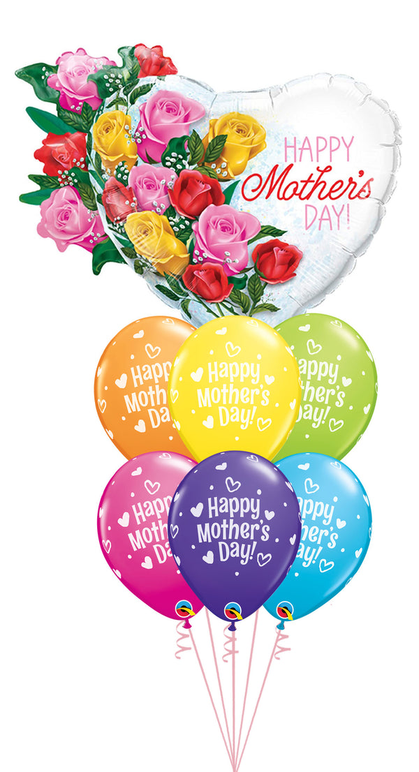 Mother's Day Rose Bouquet Hearts and Dots  Balloon Bouquet