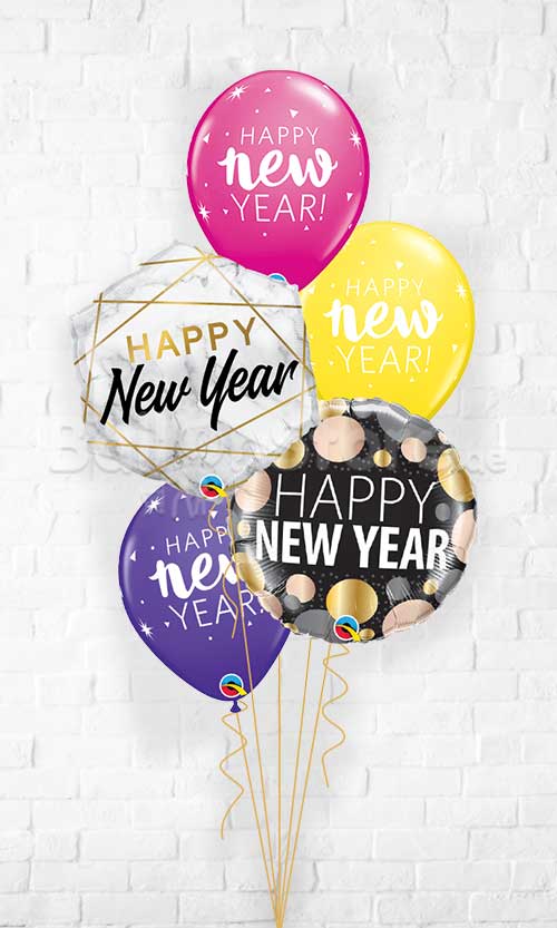 New Year Marble Rectangles Metallic Dots Prismatic Sparkle Confetti Dots Balloon Bouquet