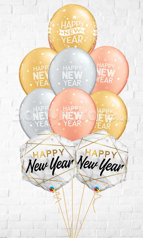 New Year Marble Rectangles Sparkles & Dots Balloon Bouquet