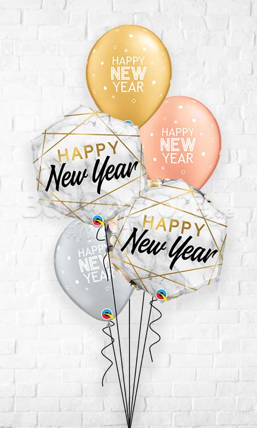 New Year Marble Rectangles Sparkles & Dots  Balloon Bouquet