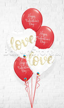 Love Glitter Gold Happy Valentines Script Balloon Bouquet