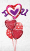 I (HEART) U Radiant Glitter Big Hearts Balloon Bouquet With weight