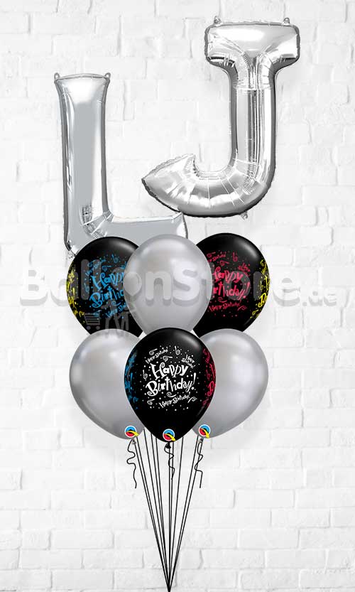 Any Two Letter Birthday! Blast Wrap Balloon Bouquet