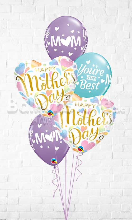 Mother's Day Pastel Hearts Balloon Bouquet