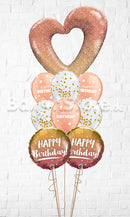 Rose Gold Glitter Ombre Heart Birthday Confetti Dots Balloon Bouquet