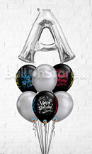 Any Letter Birthday!  Blast Wrap Silver  Balloon Bouquet
