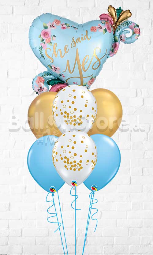 She Said Yes From Miss to Mrs Chrome Polka Balloons Bouquet