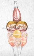 Cheers Rose Junior Shape BD Gold & Rose Gold Ombre Confetti Balloon Bouquet