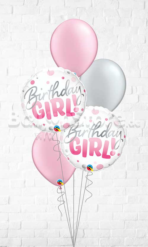 Birthday Girl Pink Dots Balloon Bouquet