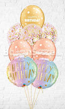 Birthday Pastel Ombre & Stars Big Lil Dots Confetti Balloon Bouquets