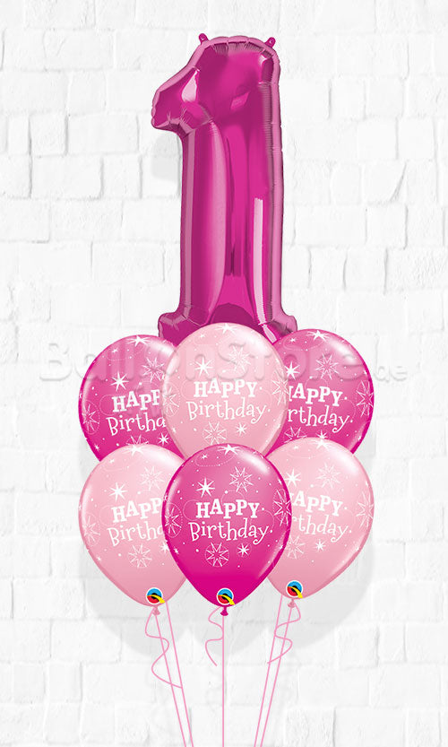 Any Number Pink Sparkle Pink Birthday Sparkle Bouquet With Weight