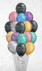 Assorted Chrome Elegant Black Sparkling Birthday Balloon Bouquet - 15count