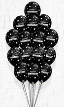 15pcs Birthday Big & Little Polka Black Balloon Bouquet With Weight