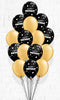 Birthday Big & Little Polka Black / Gold Balloon Bouquet - 15count