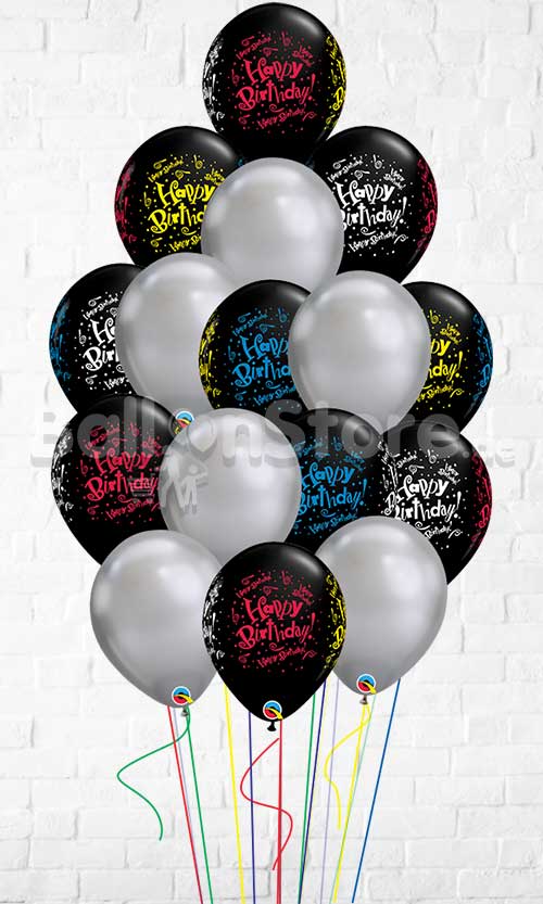 15 Birthday! Blast Wrap Chrome Balloon Bouquet With Weight