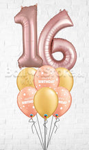 Any Two Number RoseGold, Gold  Birthday Big Little Dots Balloon Bouquet