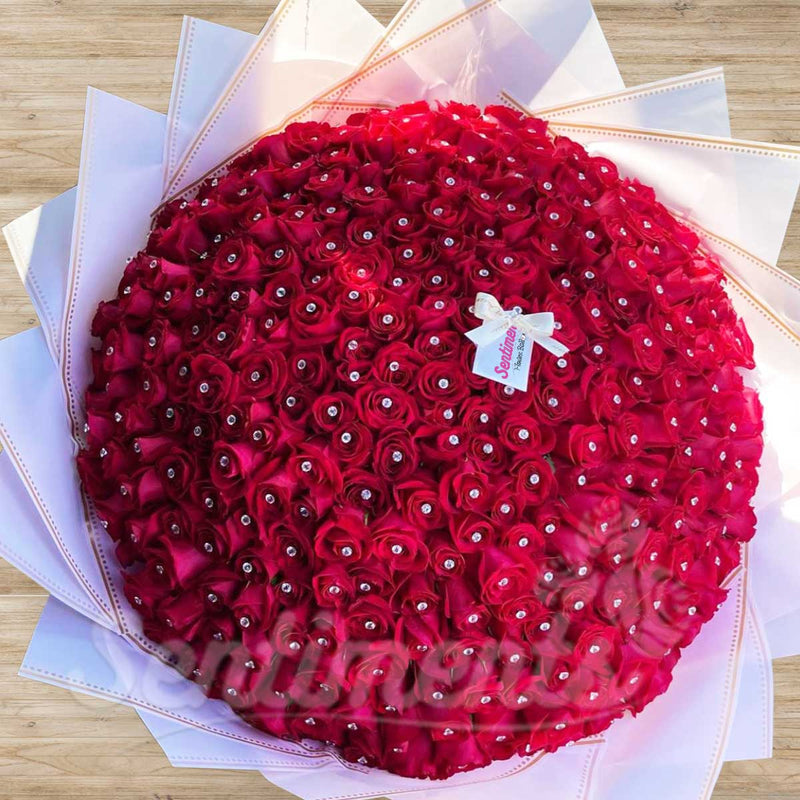 Exclusively Red Roses BIG Hand Bouquet - GEMS not included (Additional Cost  if needed)