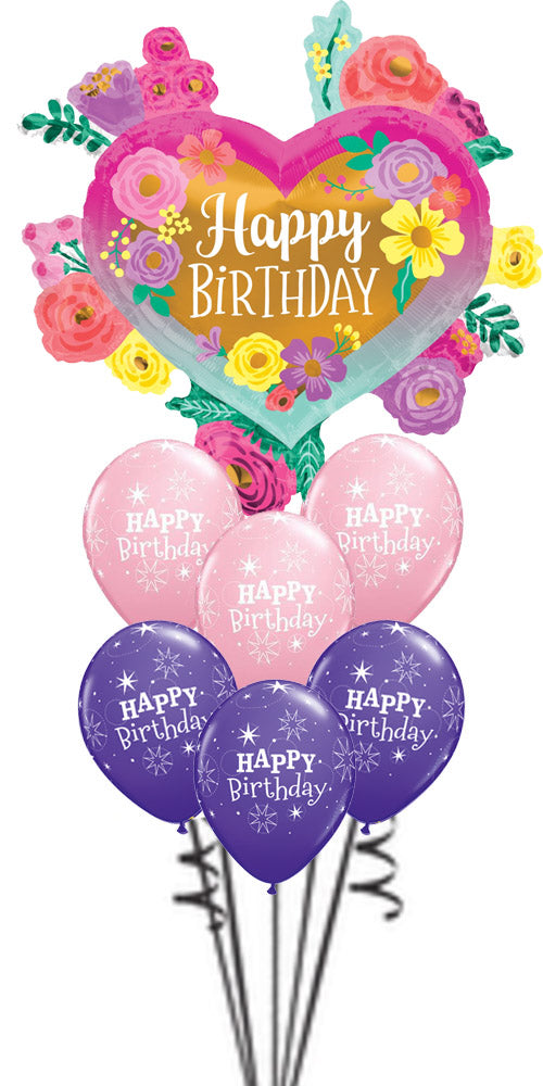 Happy Birthday Painted Flowers Sparkles Bouquet