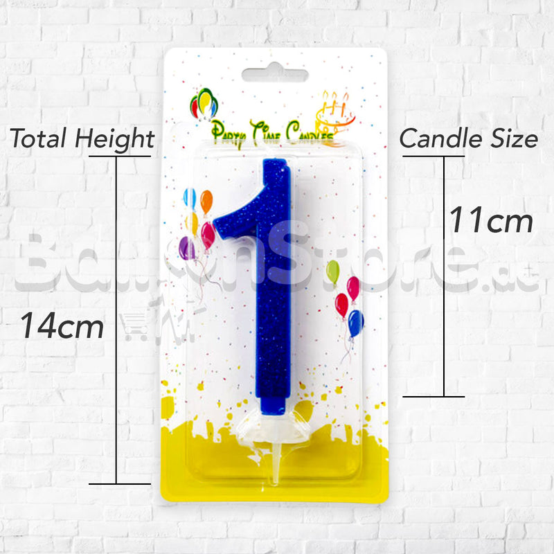 BIG Glittery Blue Number 1 Party Candles