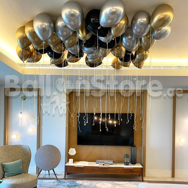 Glitzy & Glamour Chrome Helium Balloons -  50count / 100count Loose Ceiling Balloons