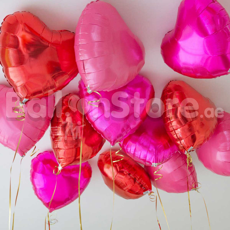 Love & Romance Heart Foil  Helium Balloons - 12count FOR-ceiling
