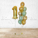 Any Single Number Confetti Classic Eucalyptus Balloon Bouquet