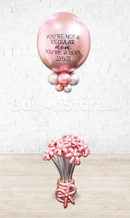 Jumbo Custom Text ORBZ with Flower Balloons Twist Arrangement as base