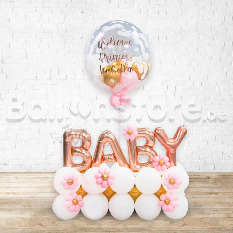 Custom TEXT BABY GIR Newborn Balloon Arrangement