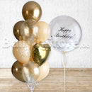 Custom Text Personalized Bubbles & Golden Blush Confetti Balloon Bouquet Set