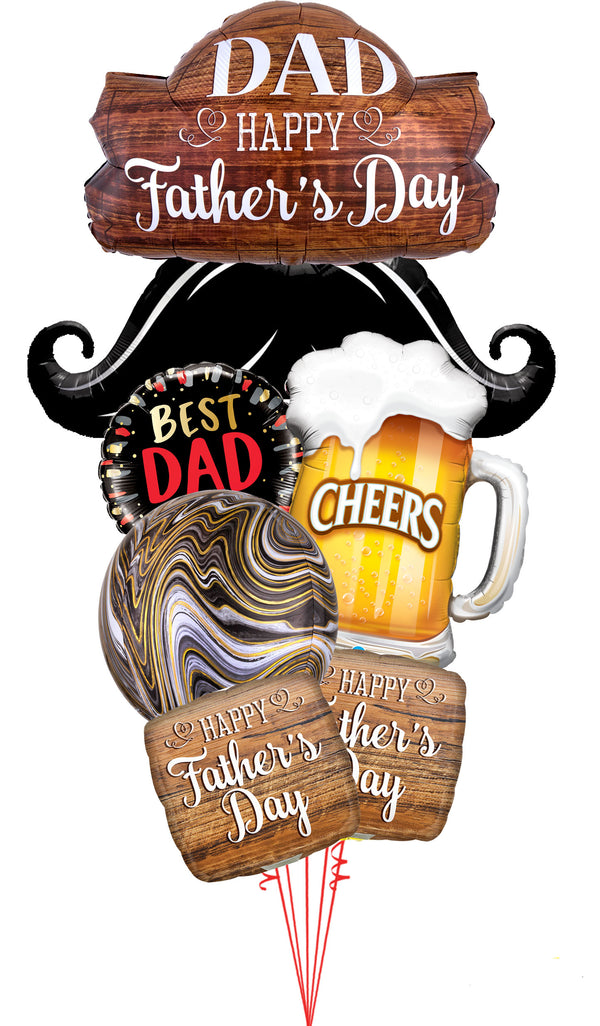 HFD Wood Marquee Mustache Best Dad Fathers Day Cheers Big Bouquet
