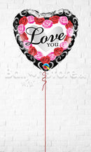 Love You Red Rose Frame Foil Balloon