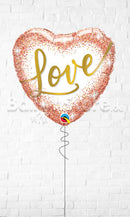Love Rose Gold Glitter Dots Foil Balloons - Helium Filled