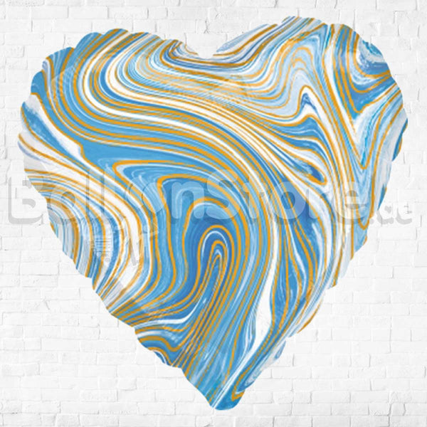 Blue Marblez Heart Foil Balloons